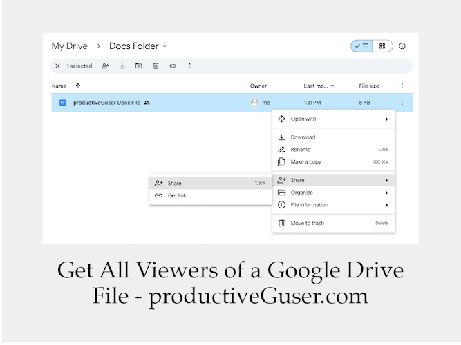 get viewers of a google drive file